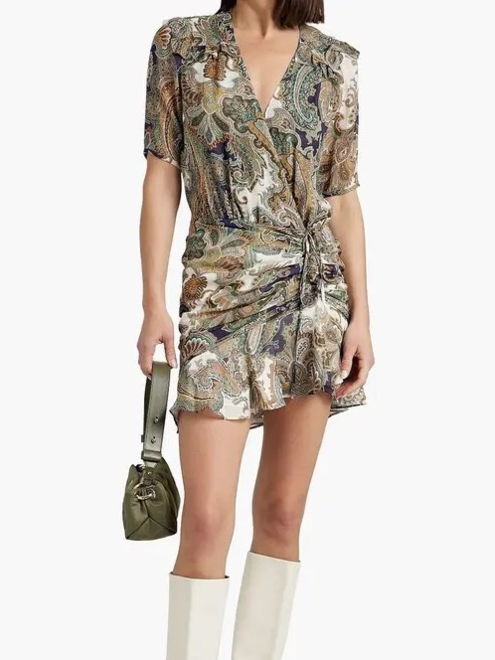 Veronica Beard Dakota V-Neck Paisley Mini Dress